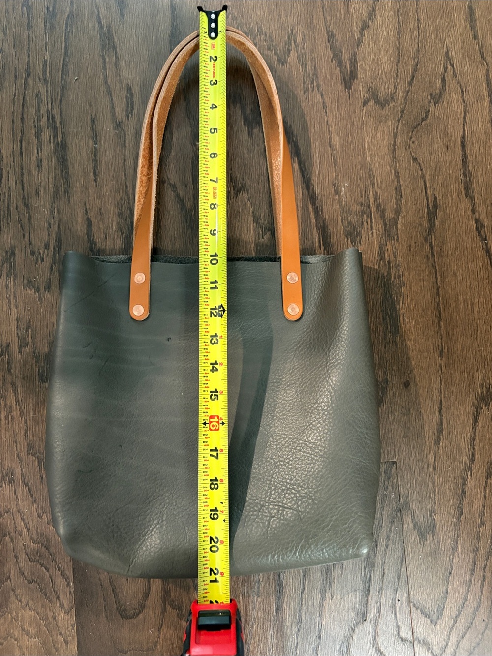 KMM&Co small tote shoulder straps gray leather tan strap - Picture 7 of 8